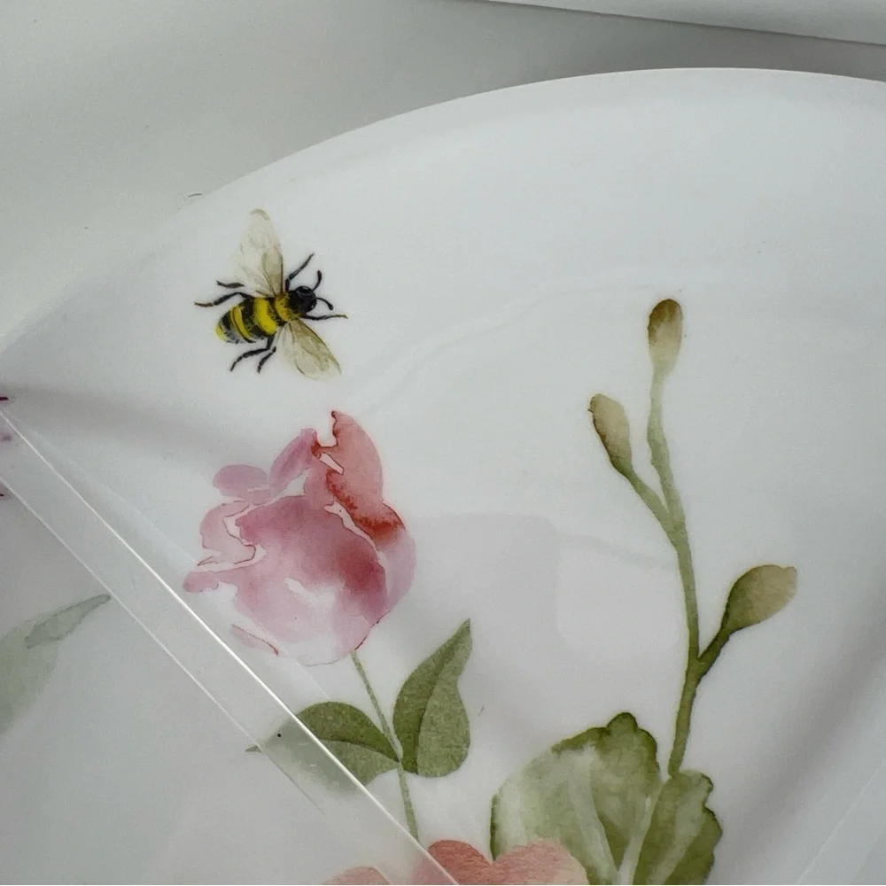 Rachel Ashwell The Farmhouse Melamine Dinner Plates Floral Spring Set of 4 NEW